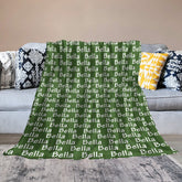 Lofaris Army Green White Repeated Personalized Name Blanket
